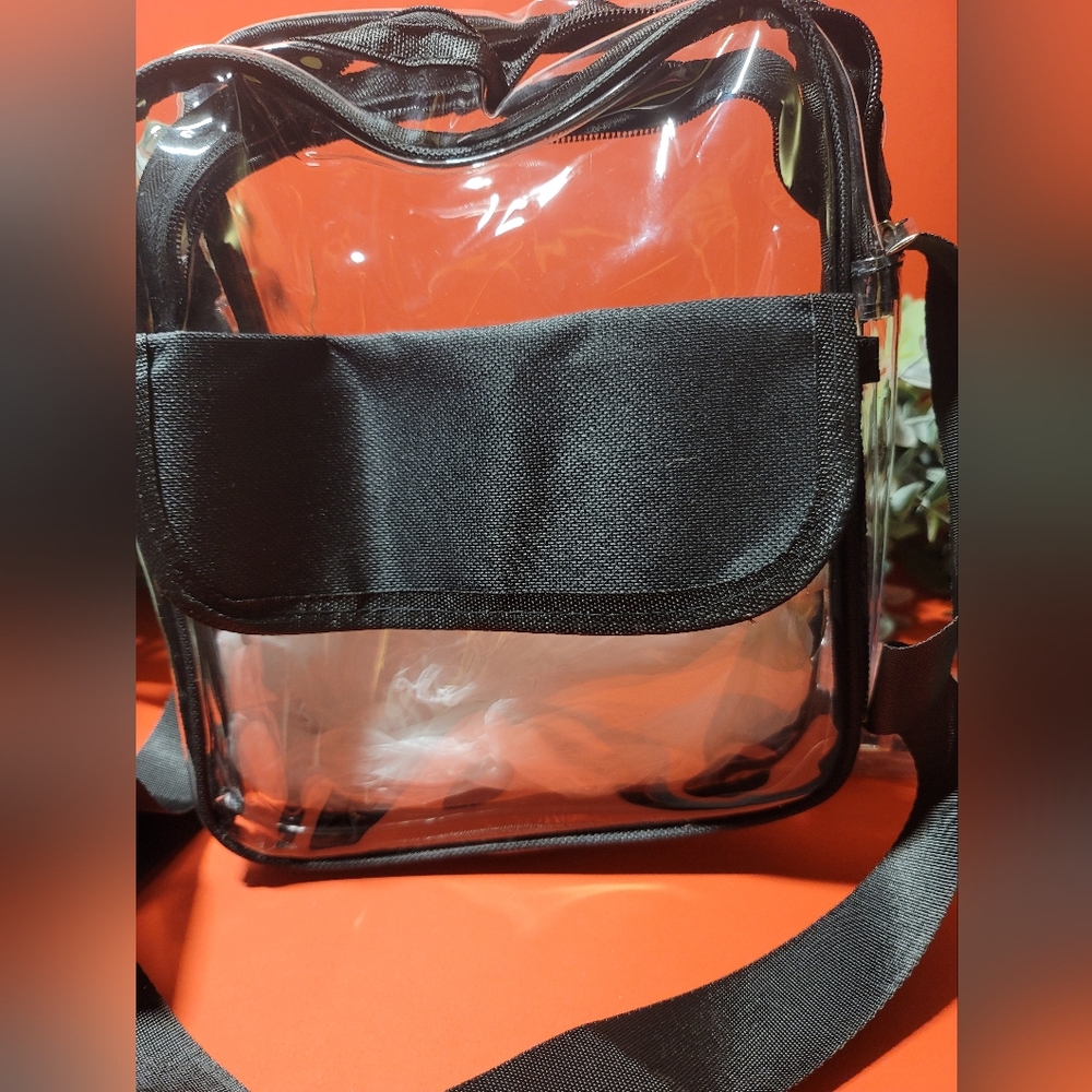 Clear Black Trim Crossbody Bag
